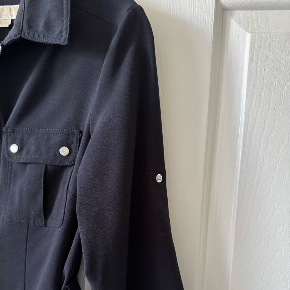 Michael Kors dress, S, Navy, 3/4 sleeves, Zip Front, belted, NWOT - Picture 7 of 10